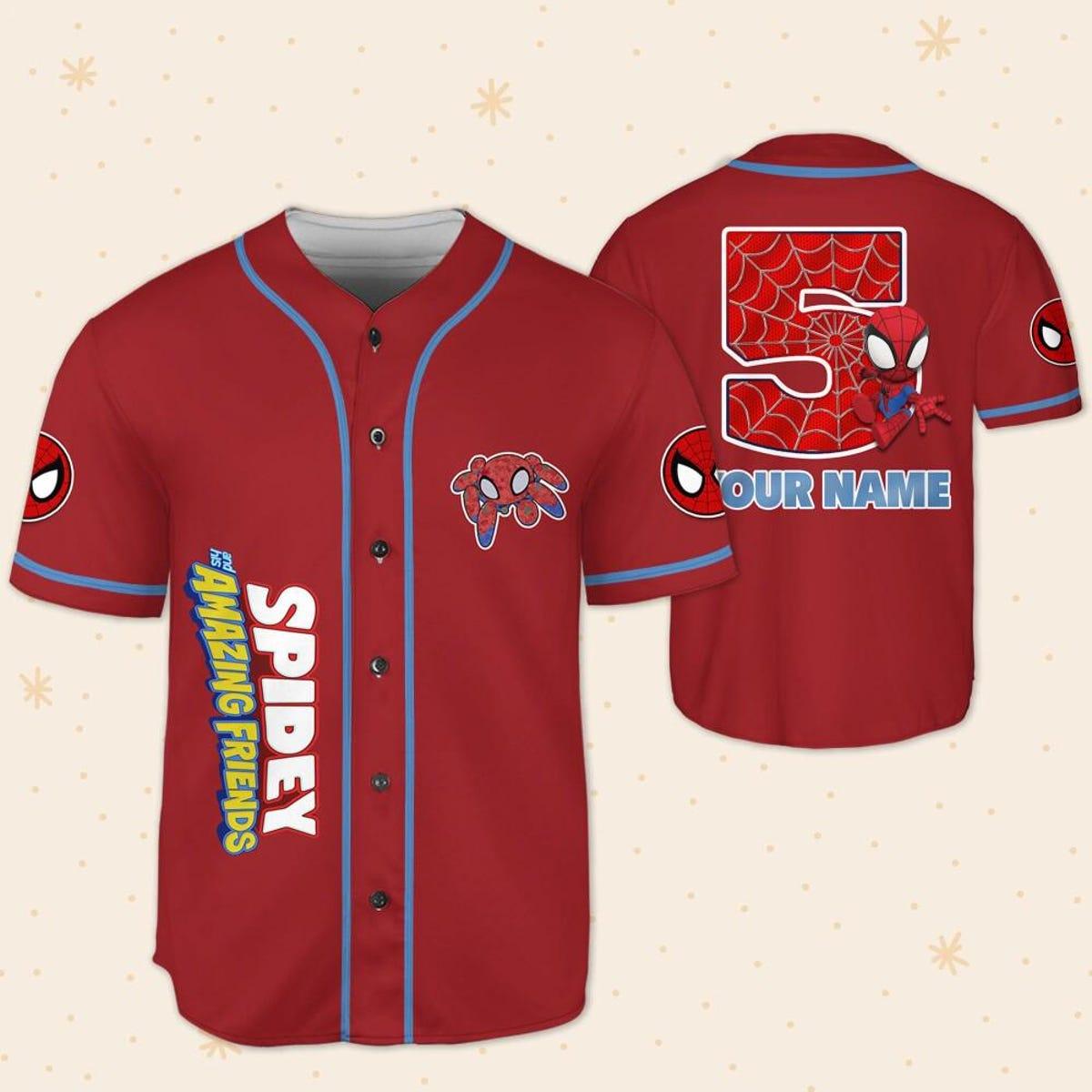 Personalize Spiderman Birthday Number Superhero Baseball Jersey 5