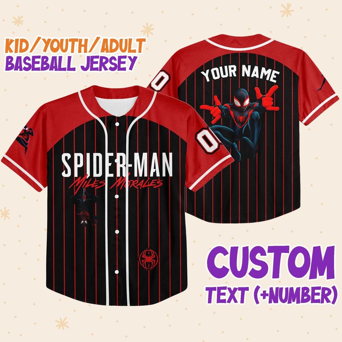 Personalize Spiderman Miles Morales Disney Baseball Jersey 1