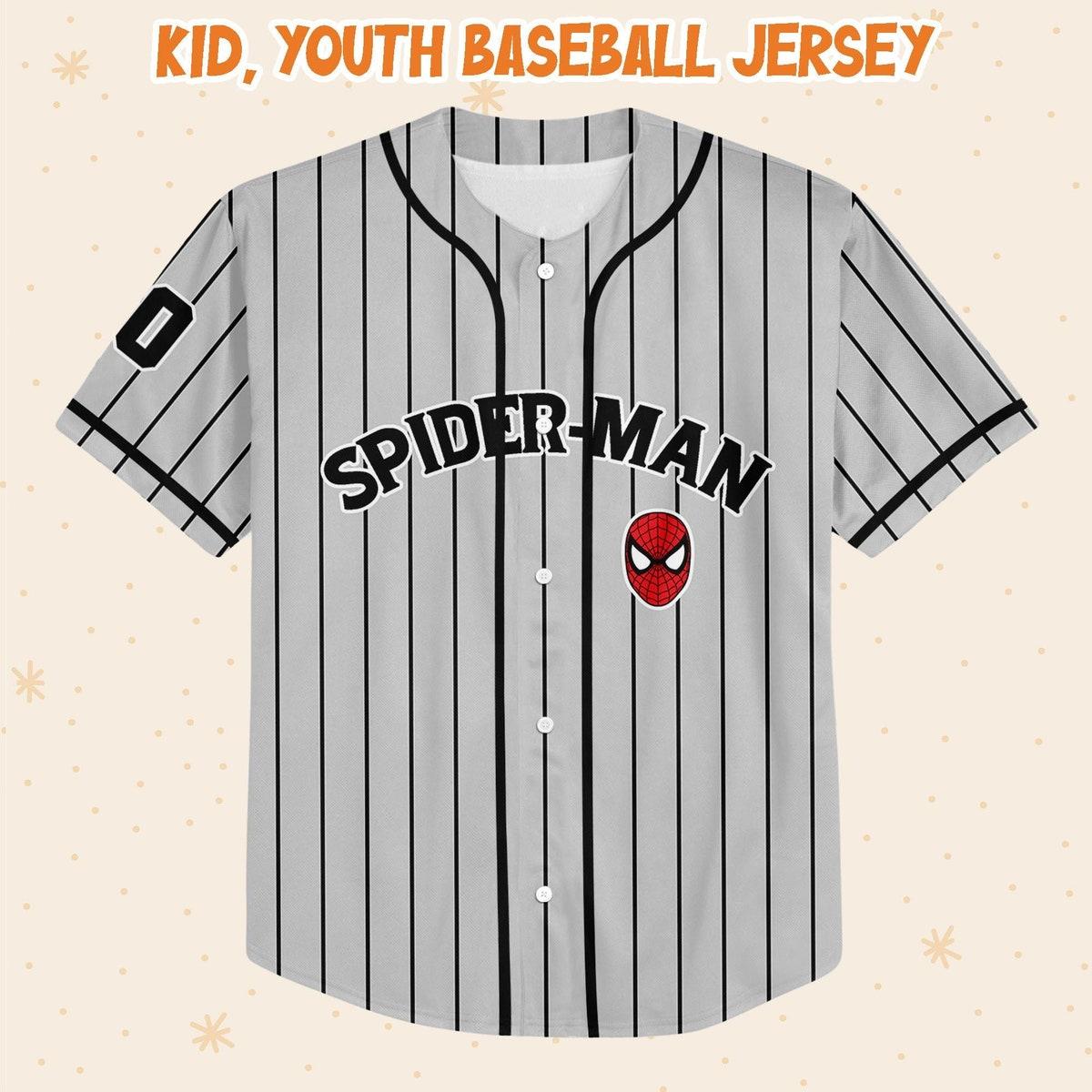 Personalize Spiderman Striped Black Custom Disney Baseball Jersey 2