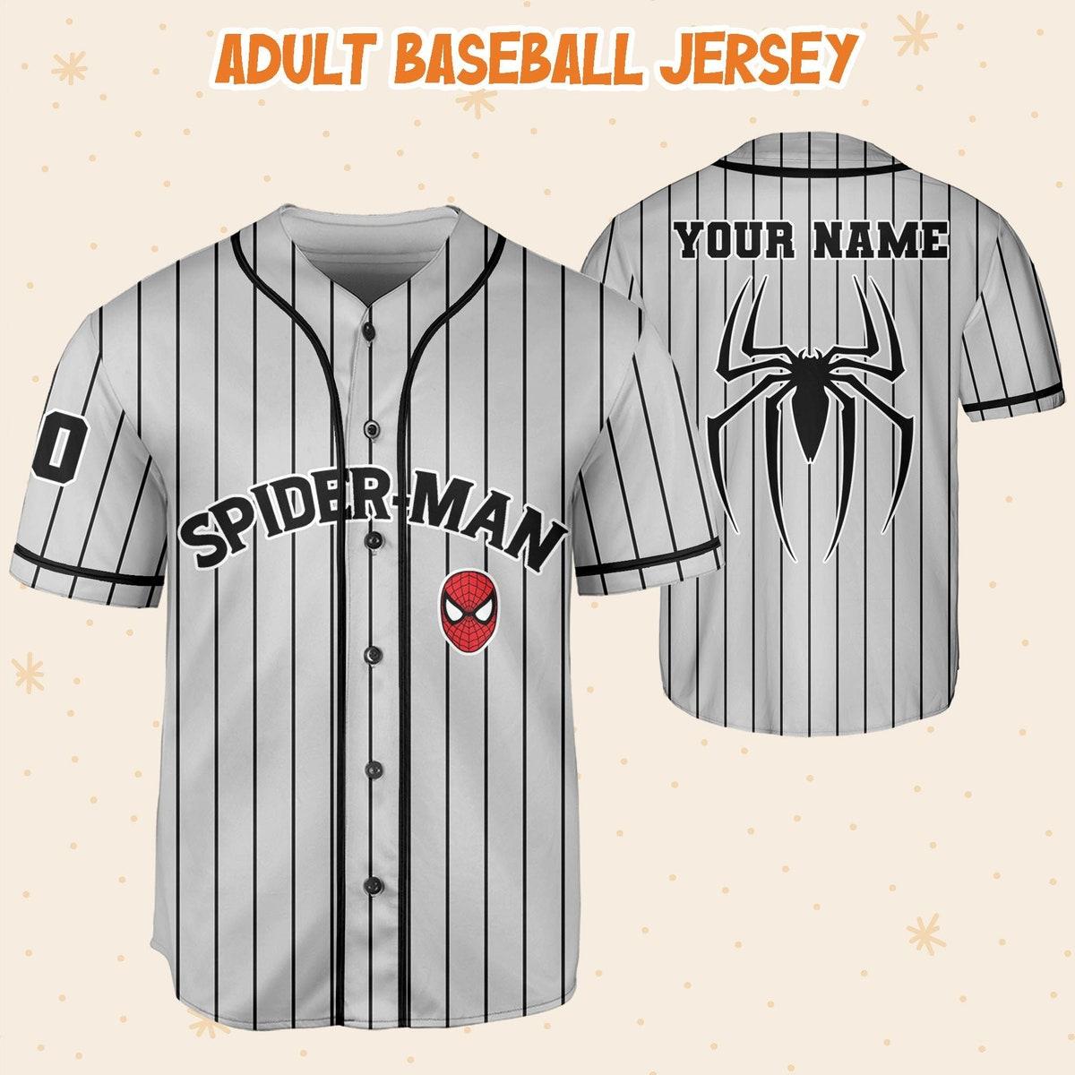 Personalize Spiderman Striped Black Custom Disney Baseball Jersey 5