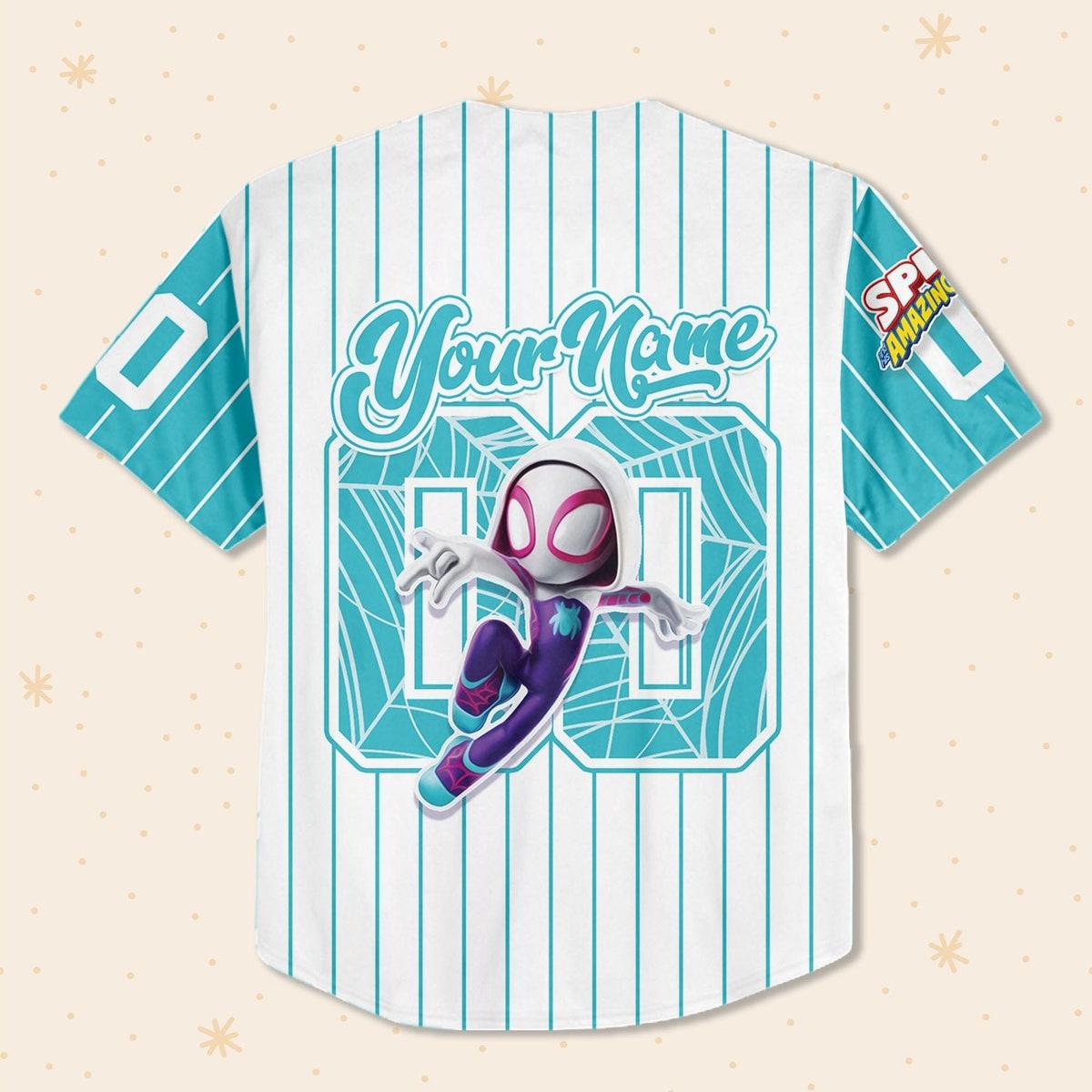 Personalize Spidey And His Amazing Friend Spider Gwen Baseball Jersey 3