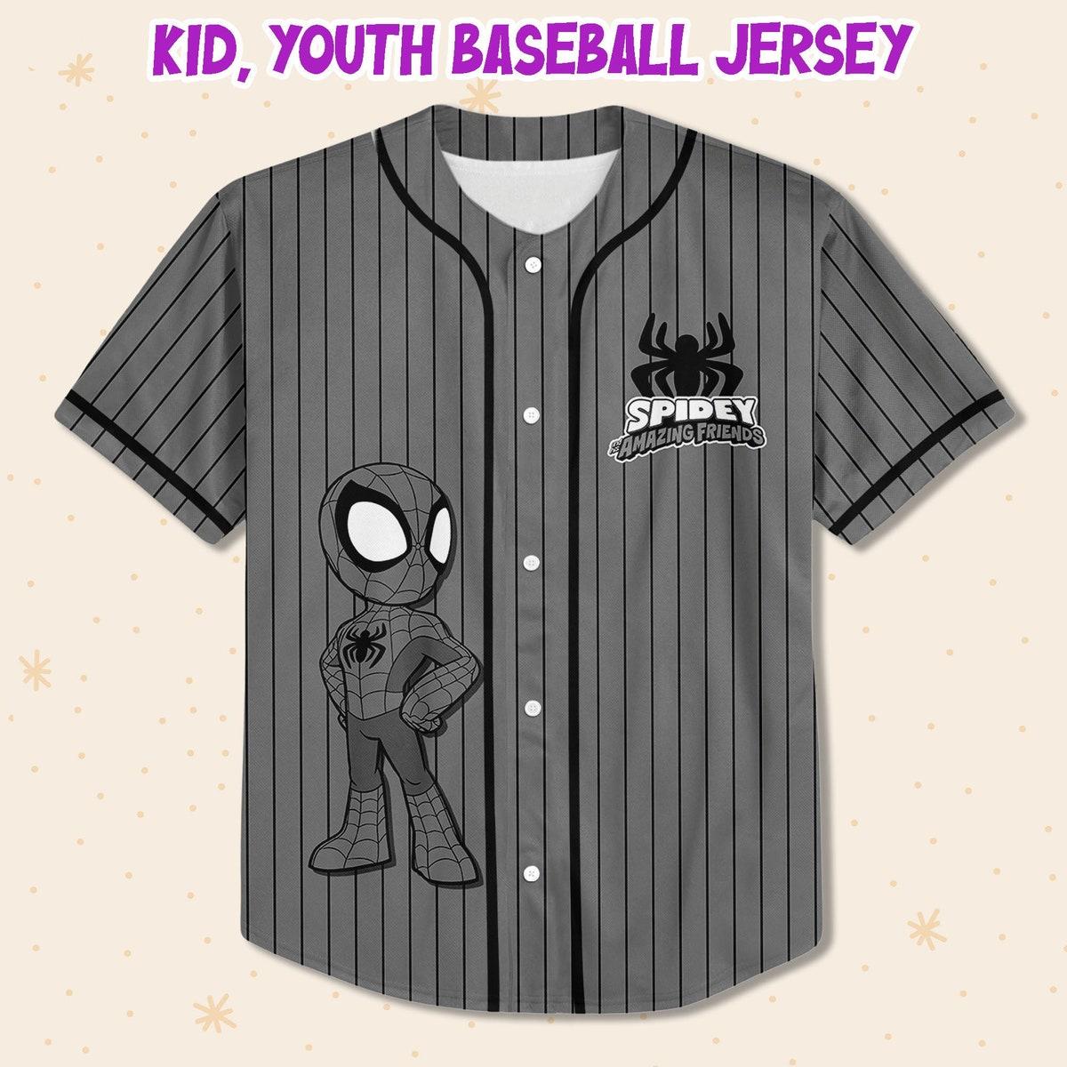 Personalize Spidey And His Amazing Friends Black Grey Baseball Jersey 2