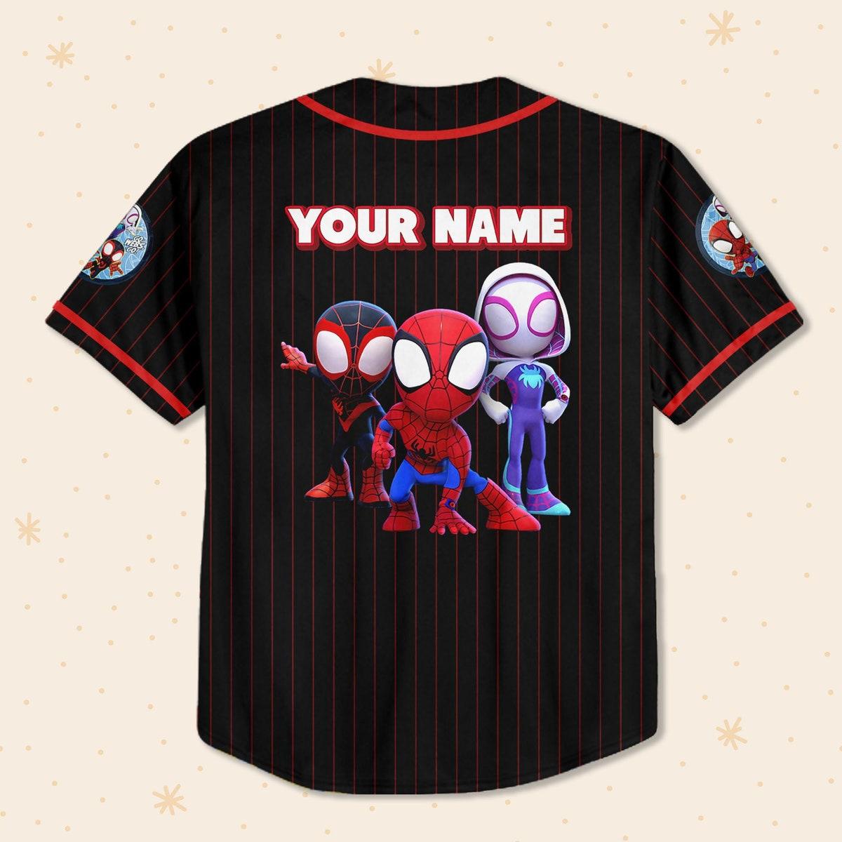 Personalize Spidey And His Amazing Friends Funny Black Red Baseball Jersey 3