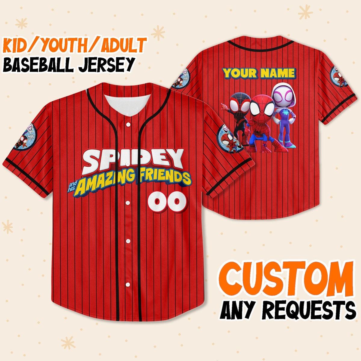 Personalize Spidey And His Amazing Friends Funny Spider Verse Baseball Jersey 1