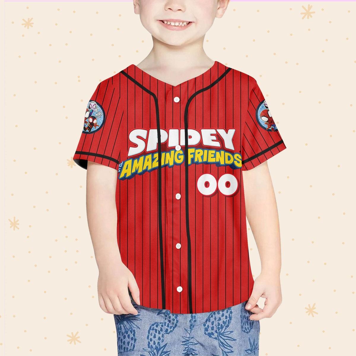 Personalize Spidey And His Amazing Friends Funny Spider Verse Baseball Jersey 4