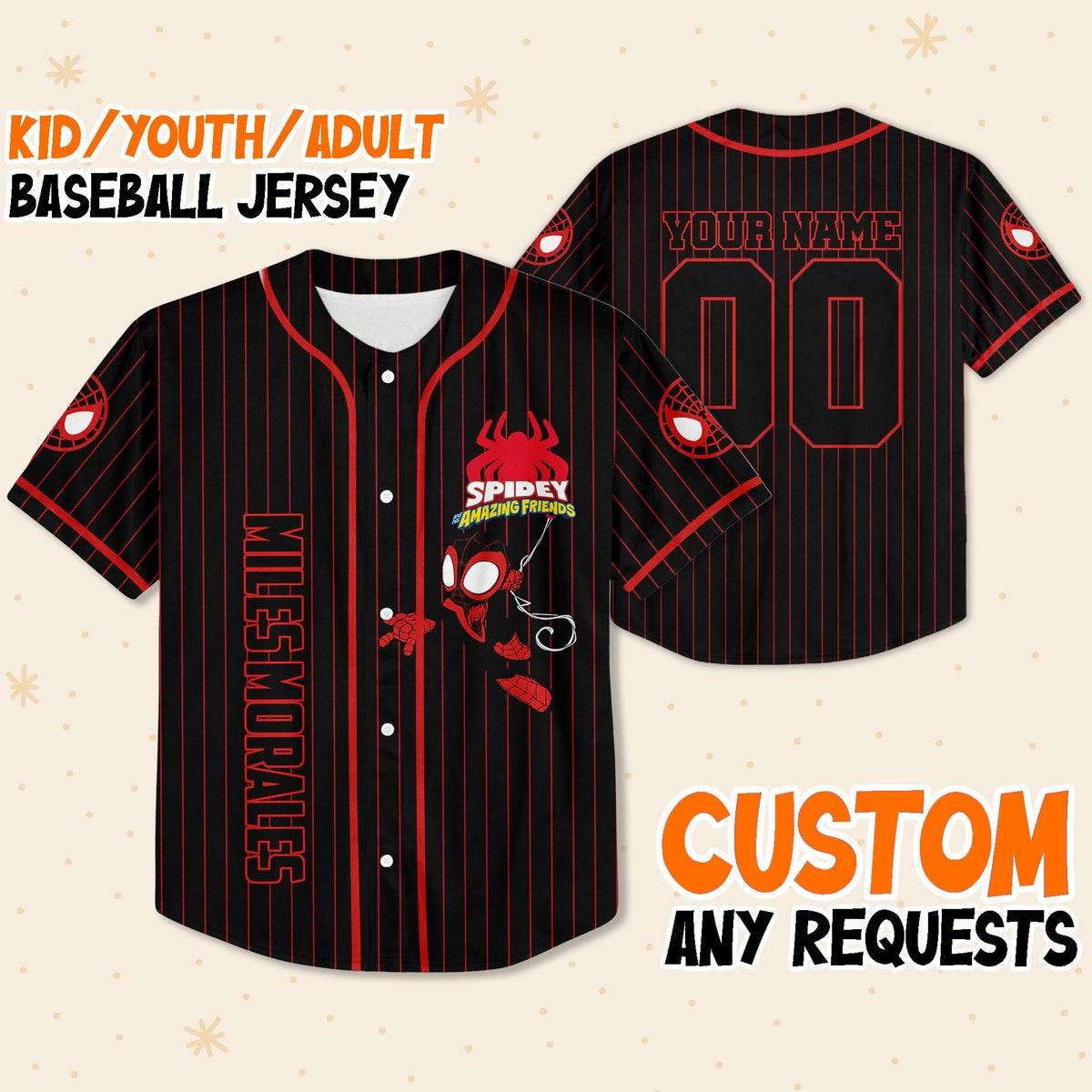 Personalize Spidey And His Amazing Friends Miles Morales Baseball Jersey 1