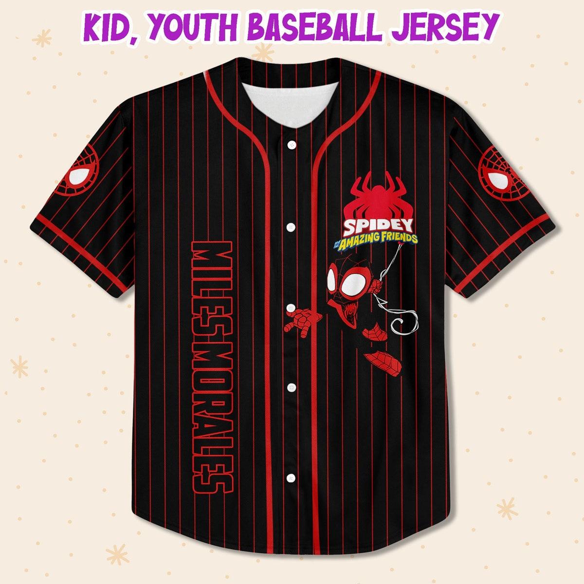 Personalize Spidey And His Amazing Friends Miles Morales Baseball Jersey 2