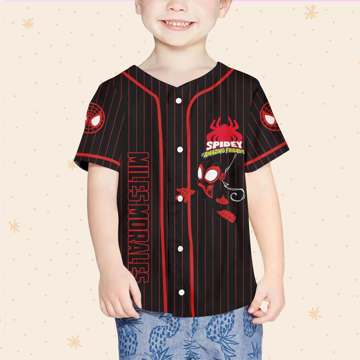 Personalize Spidey And His Amazing Friends Miles Morales Baseball Jersey 4