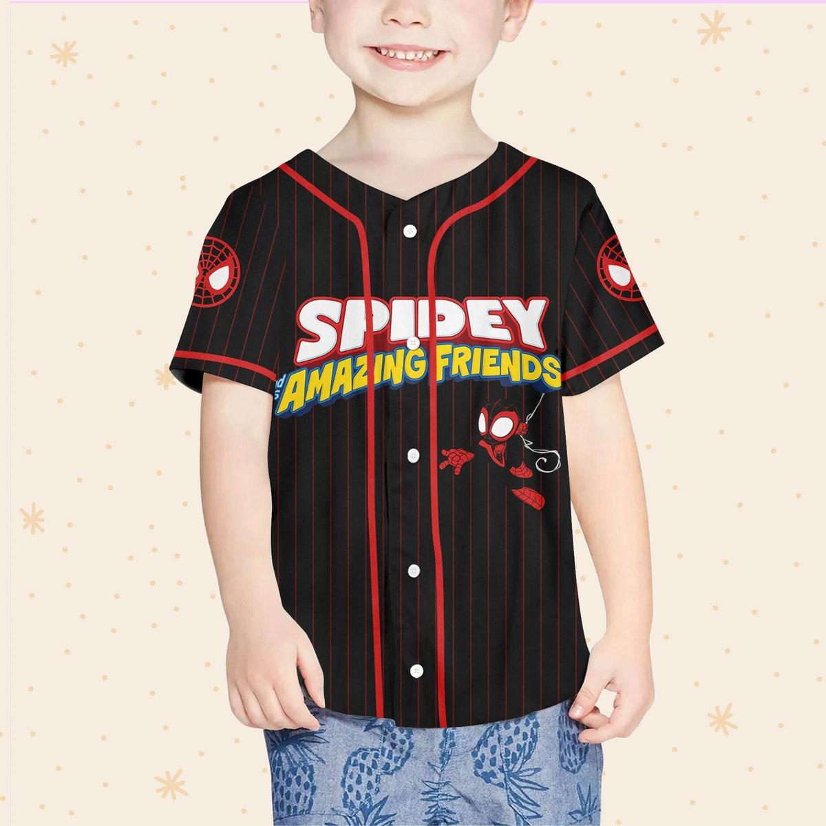 Personalize Spidey And His Amazing Friends Miles Morales Baseball Jersey 4