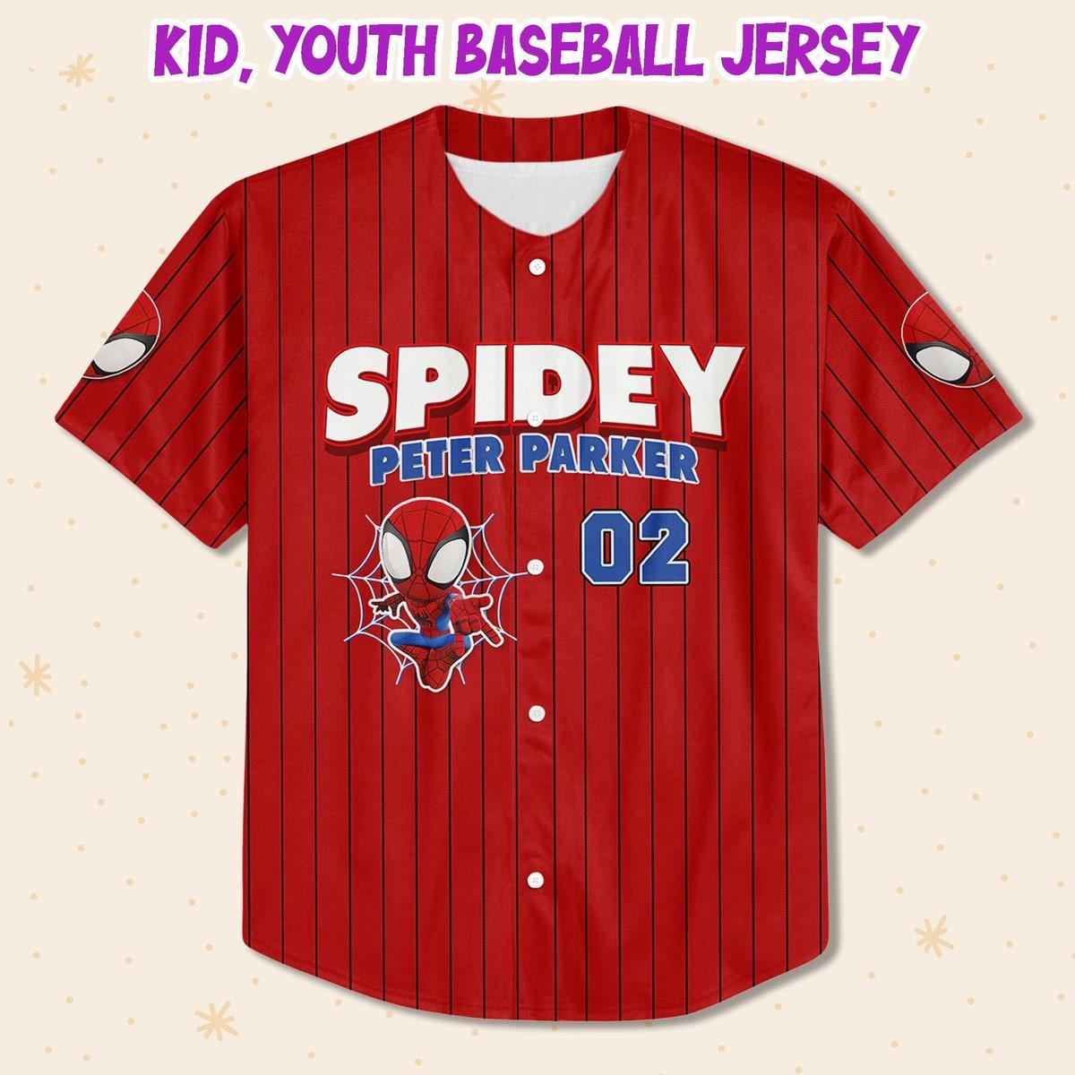 Personalize Spidey Peter Parker Red Black Custom Spider Verse Baseball Jersey 2