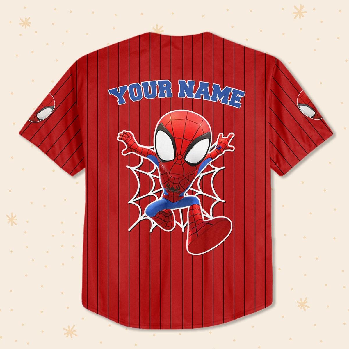 Personalize Spidey Peter Parker Red Black Custom Spider Verse Baseball Jersey 3