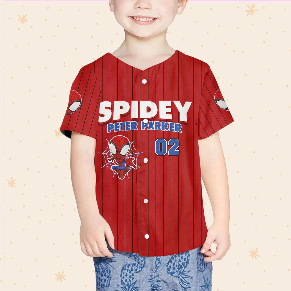 Personalize Spidey Peter Parker Red Black Custom Spider Verse Baseball Jersey 4