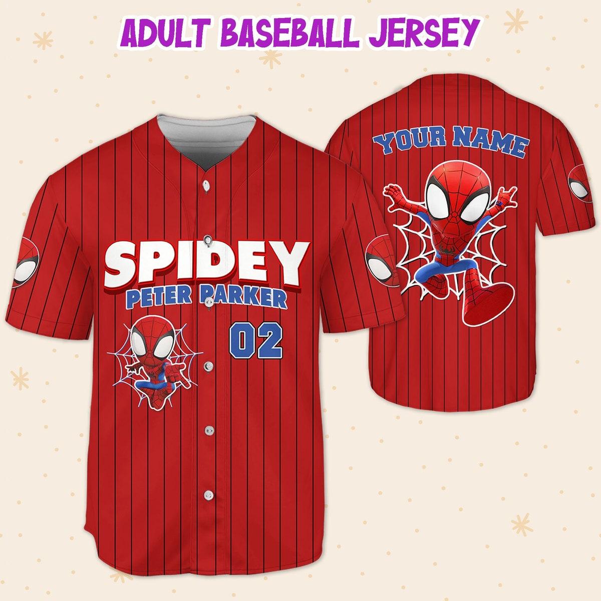 Personalize Spidey Peter Parker Red Black Custom Spider Verse Baseball Jersey 5