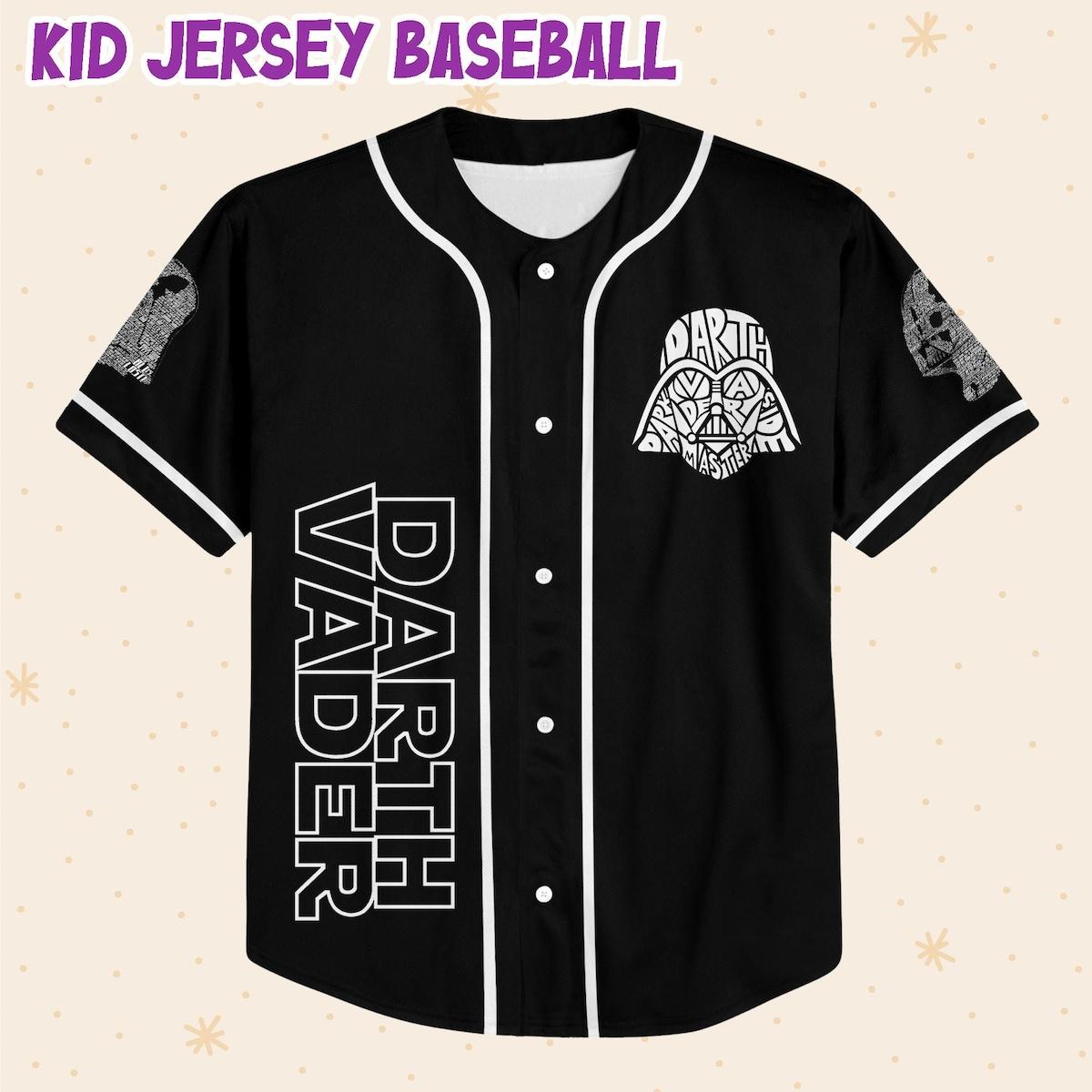 Personalize Star Wars Typo Darth Vader Style Black And White Baseball Jersey 2