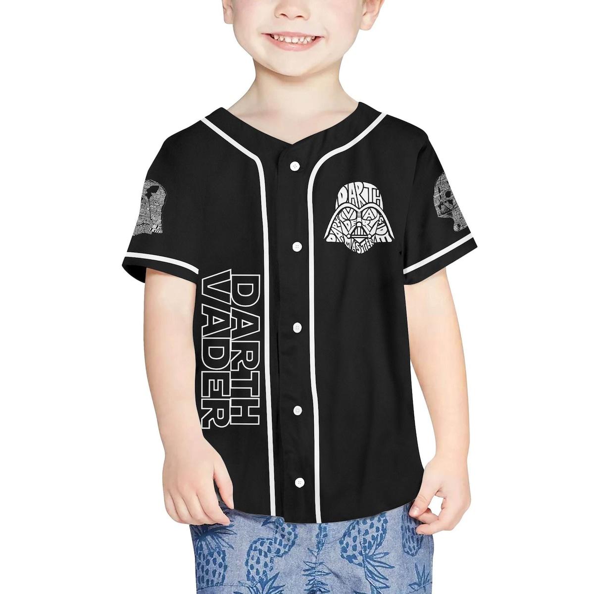 Personalize Star Wars Typo Darth Vader Style Black And White Baseball Jersey 4