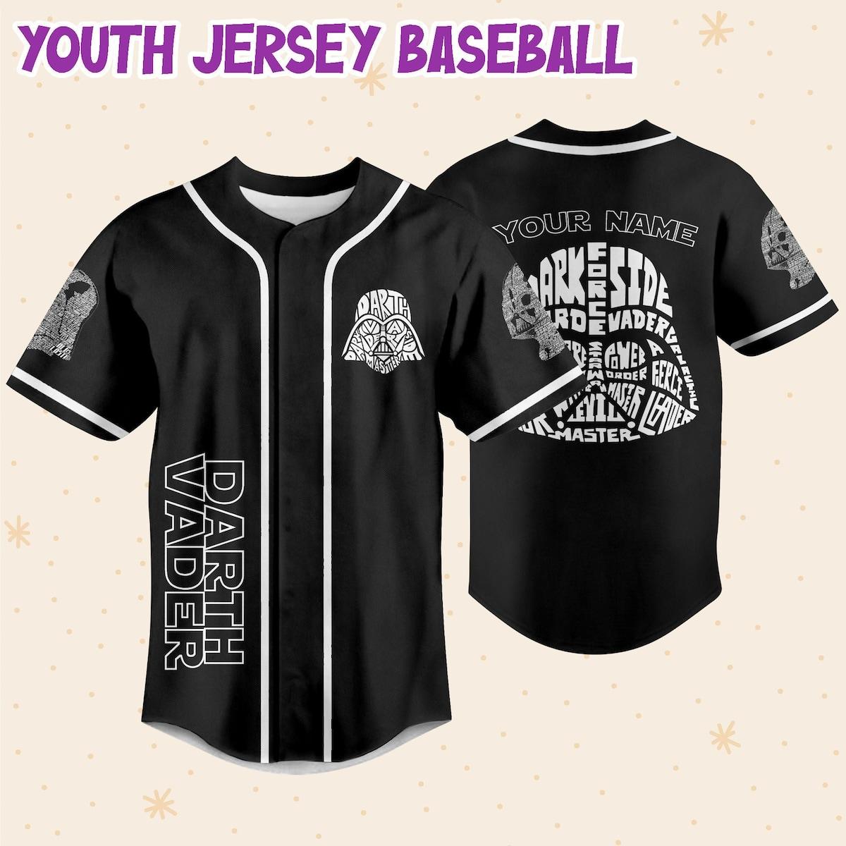 Personalize Star Wars Typo Darth Vader Style Black And White Baseball Jersey 5