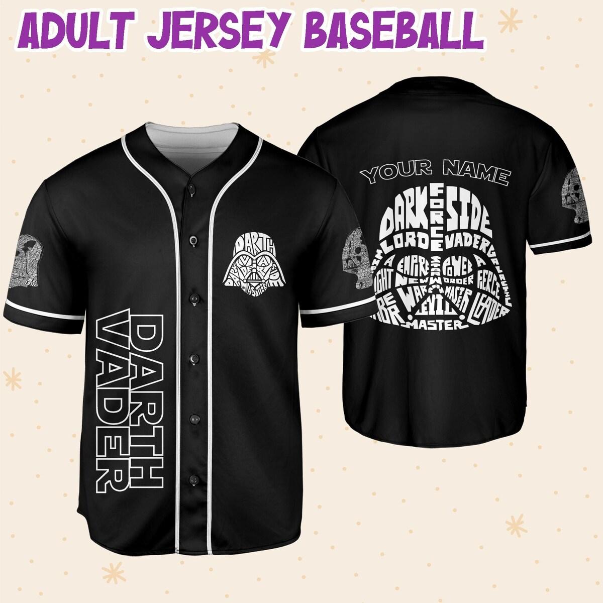 Personalize Star Wars Typo Darth Vader Style Black And White Baseball Jersey 6