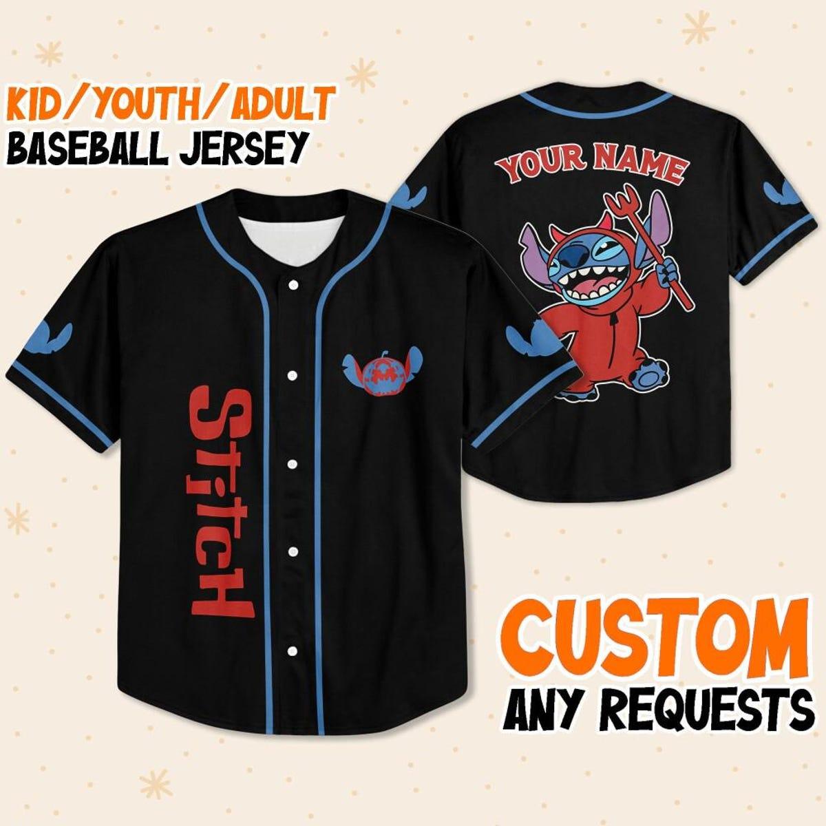 Personalize Stitch Devil Halloween Magic Kingdom Disneyland Baseball Jersey 1