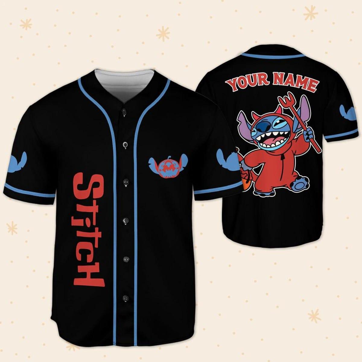 Personalize Stitch Devil Halloween Magic Kingdom Disneyland Baseball Jersey 5