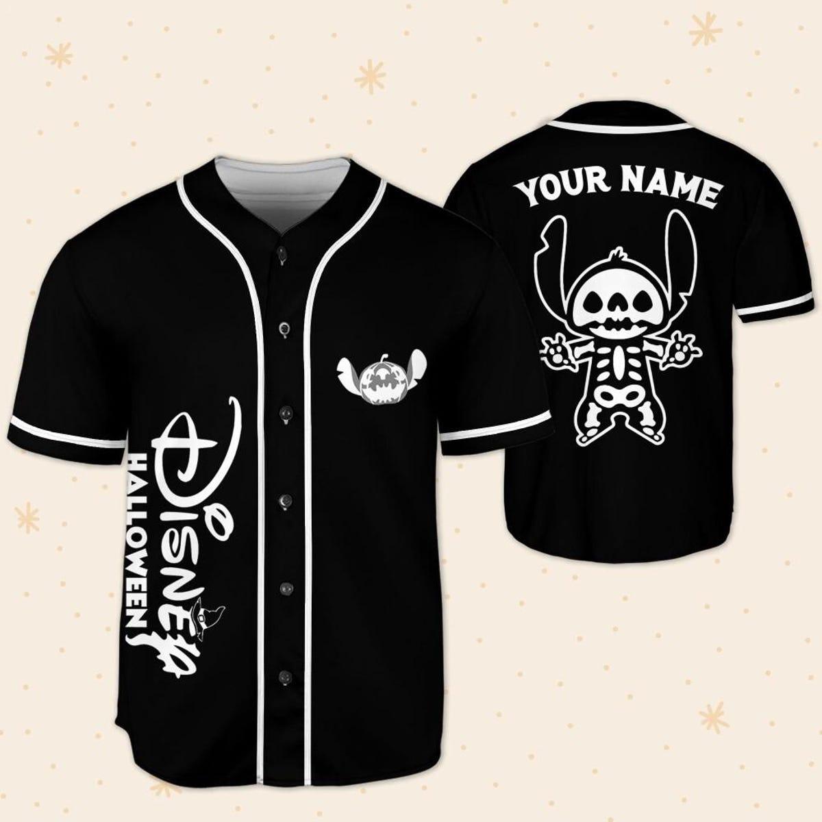 Personalize Stitch Skeleton Magic Kingdom Disneyland Baseball Jersey 5