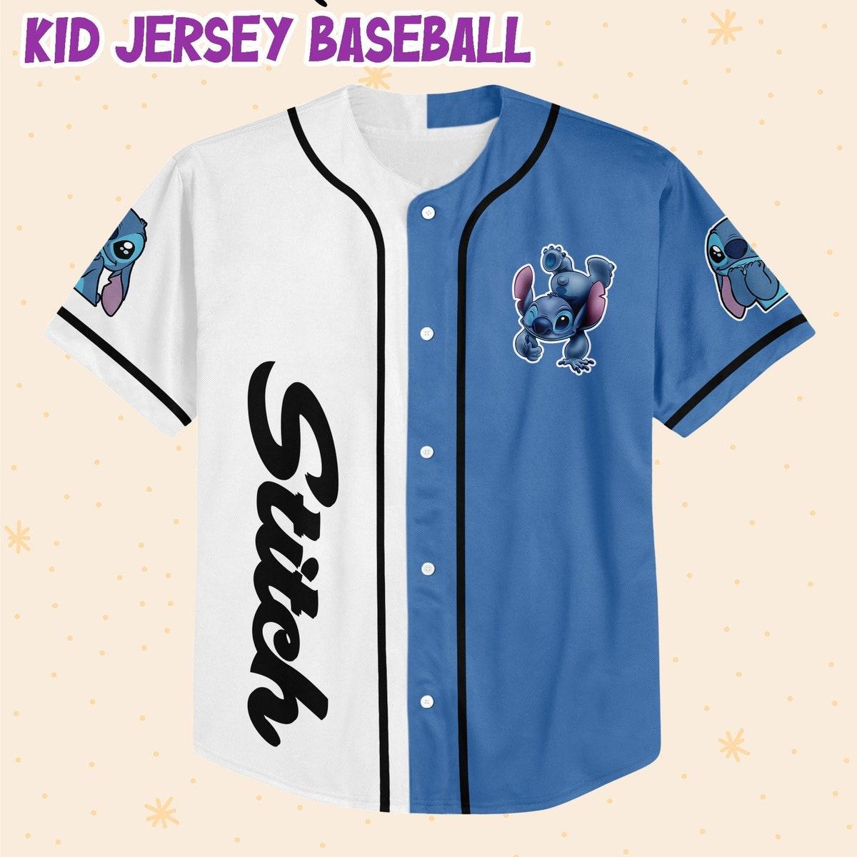 Personalize Stitch White Blue Custom Disney Baseball Jersey 2