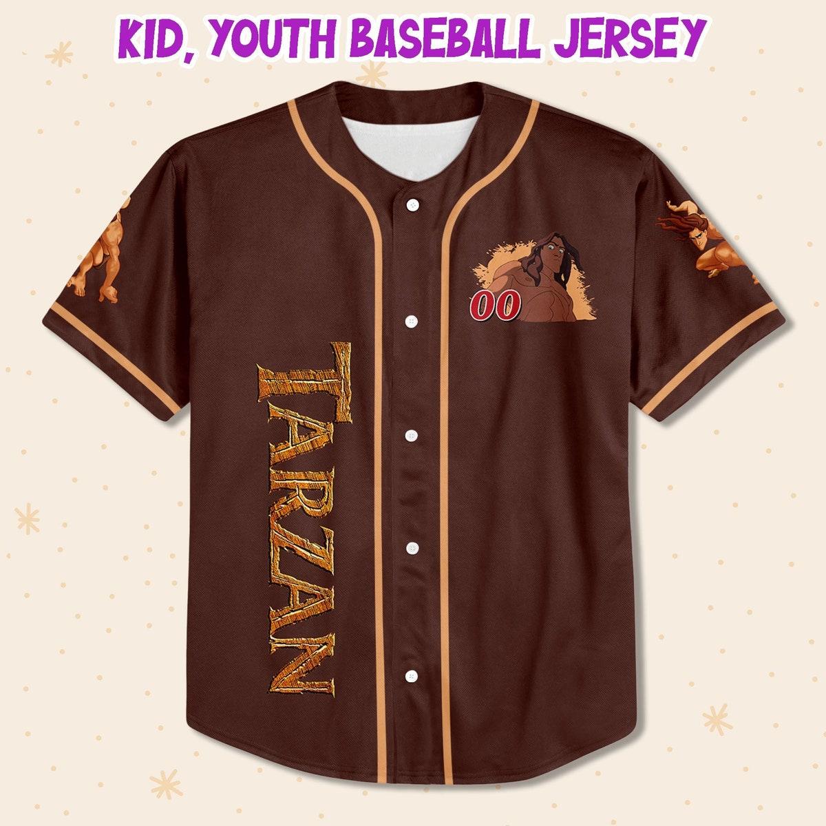 Personalize Tarzan Brown Yellow Disney Baseball Jersey 2