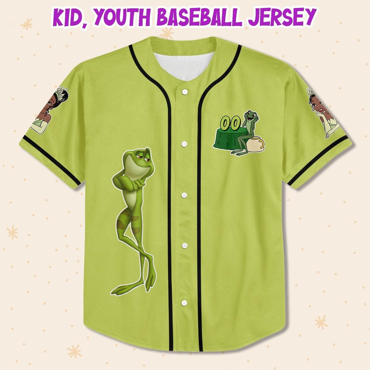 Personalize Tiana Green Black Adult Disney Baseball Jersey 2