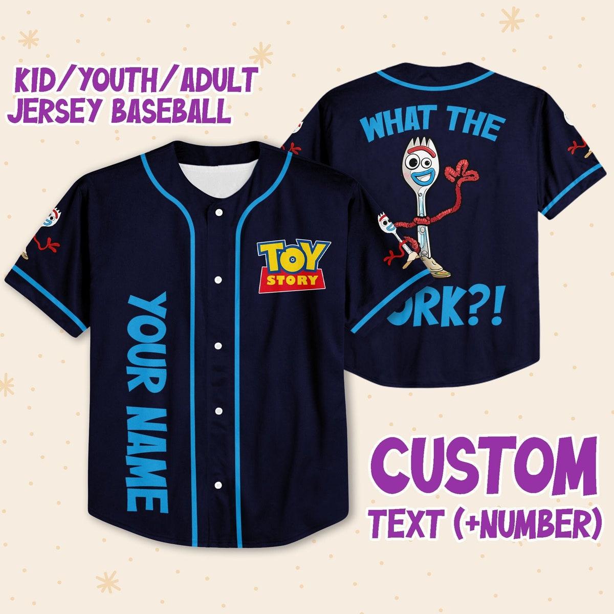 Personalize Toy Story What The Fork Baseball Jersey 1