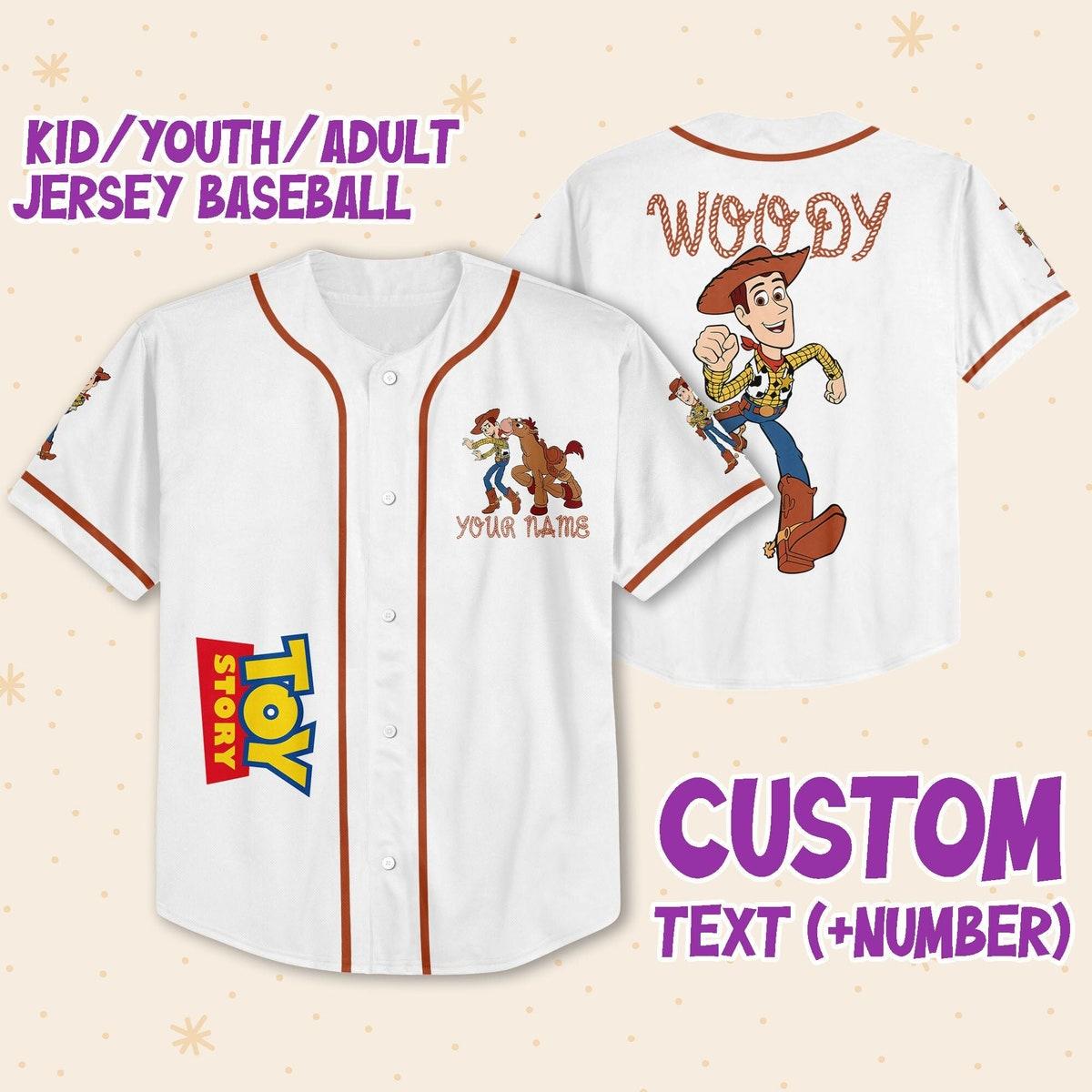 Personalize Toy Story Woody Sheriff Disney Baseball Jersey 1