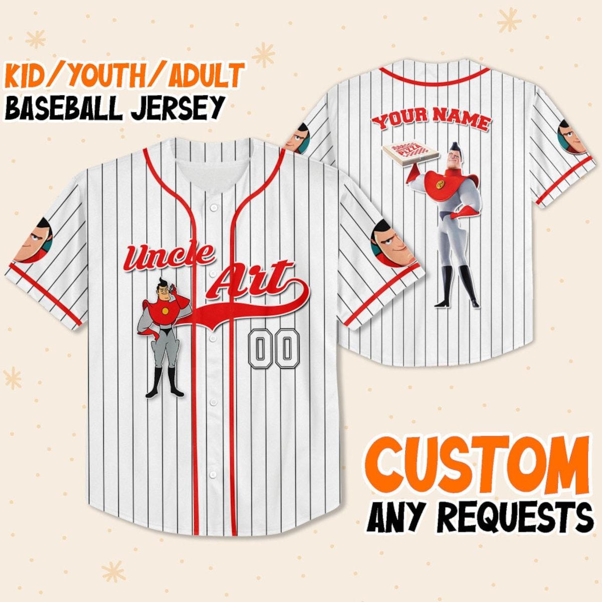 Personalize Uncle Art Robinson White Meet The Robinsons Baseball Jersey 1