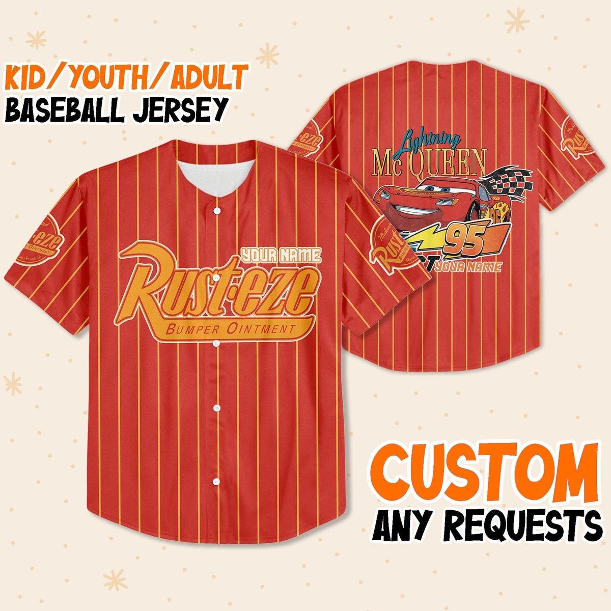 Personalize Vintage Lightning Mcqueen Pixar Cars Movie Baseball Jersey 1