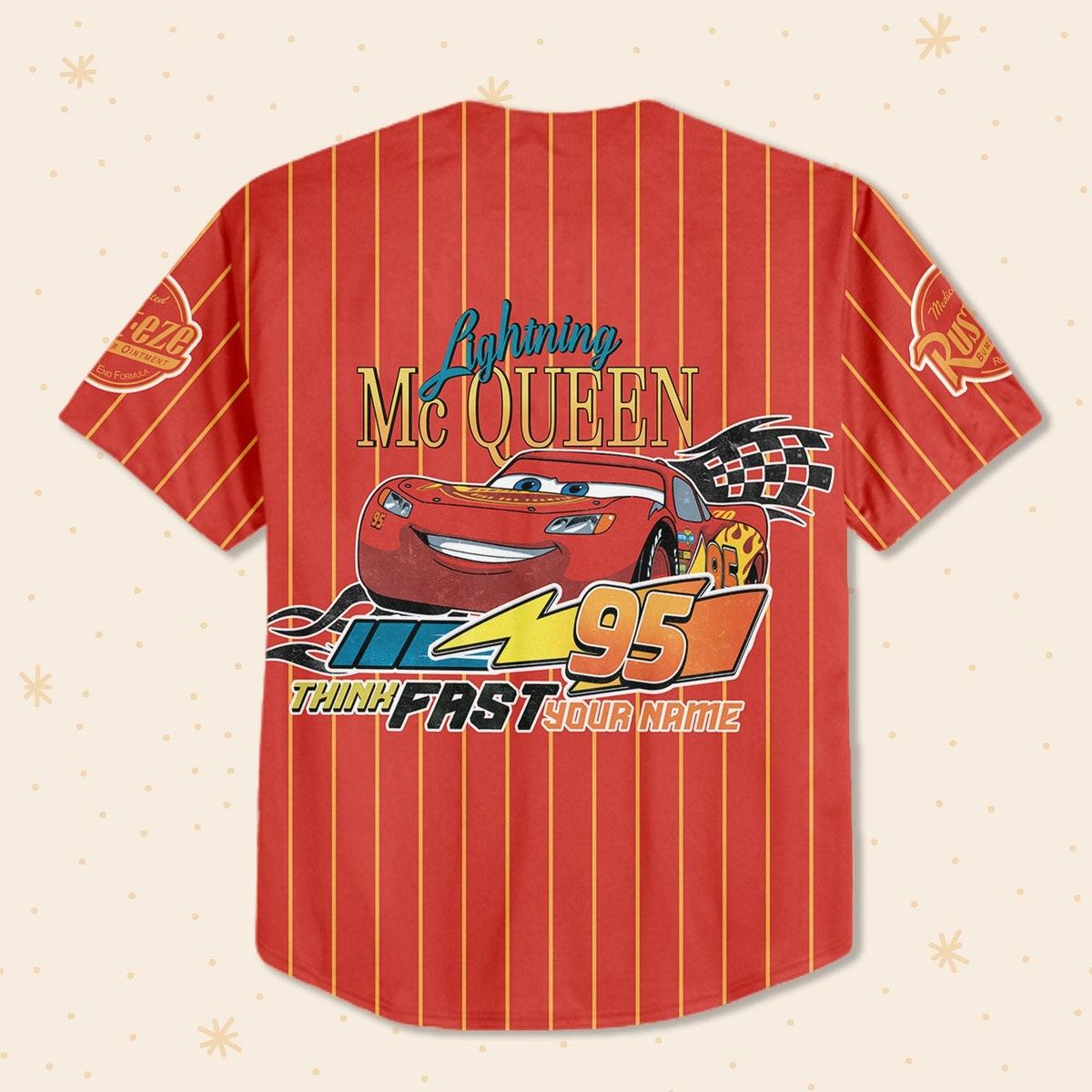 Personalize Vintage Lightning Mcqueen Pixar Cars Movie Baseball Jersey 3