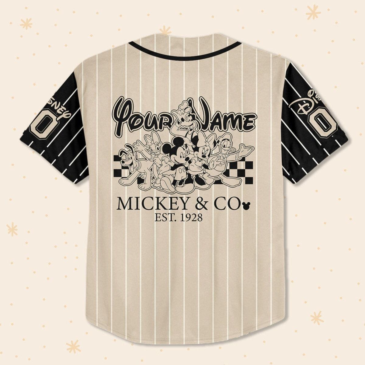 Personalize Vintage Mickey Mouse And Co 1928 Custom Name Disney Baseball Jersey 3