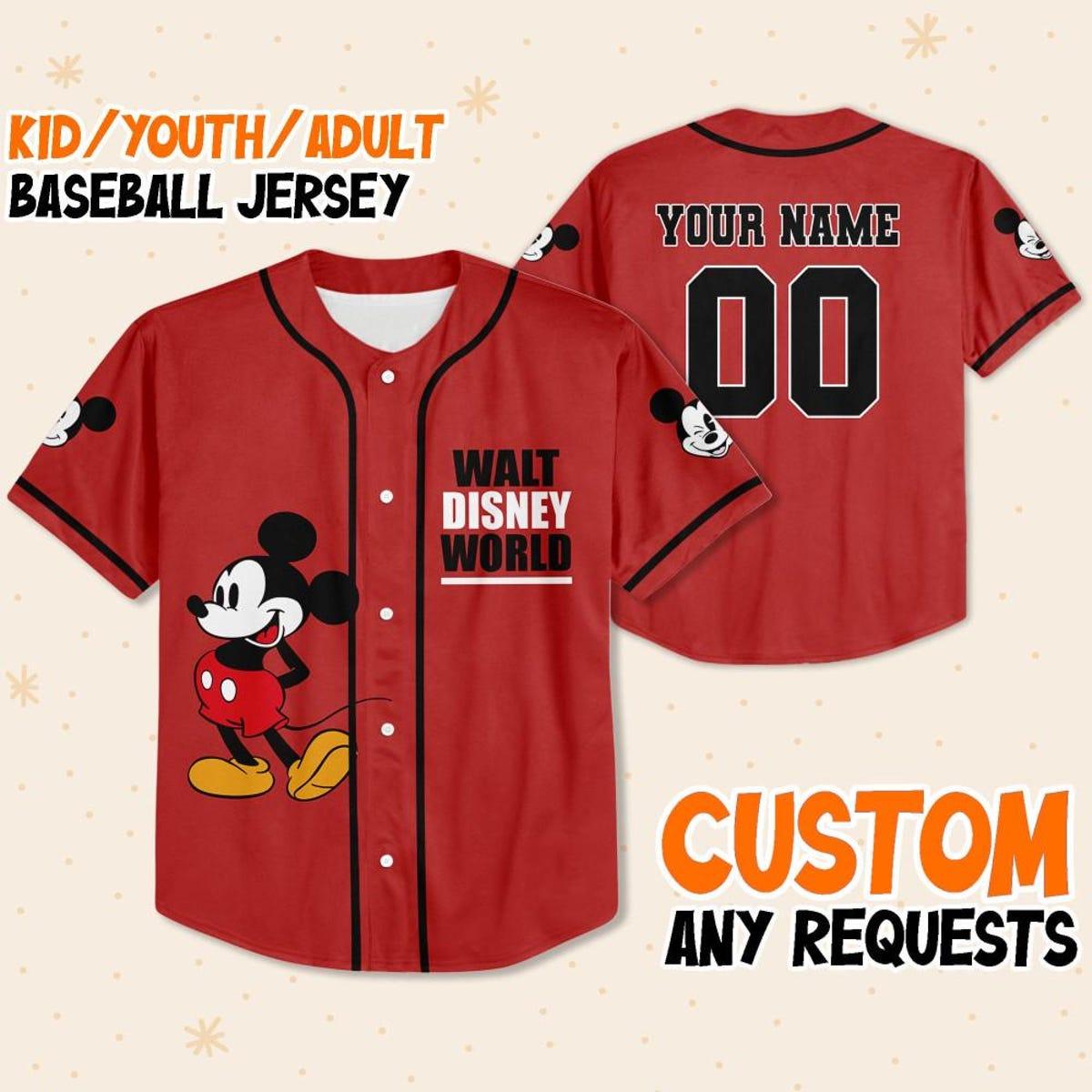 Personalize Walt Disney World Red Custom Baseball Jersey 1