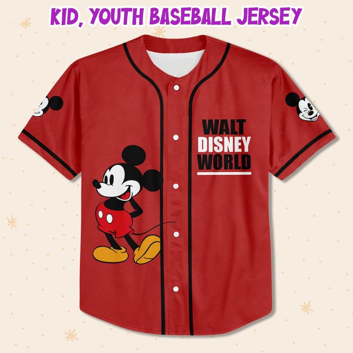 Personalize Walt Disney World Red Custom Baseball Jersey 2