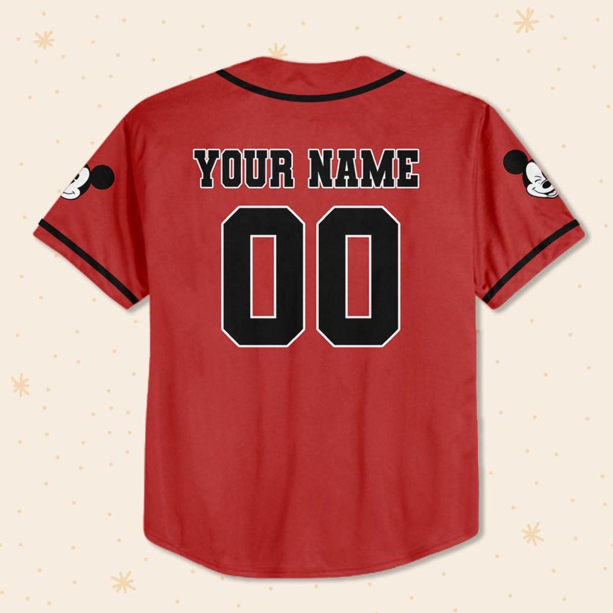 Personalize Walt Disney World Red Custom Baseball Jersey 3