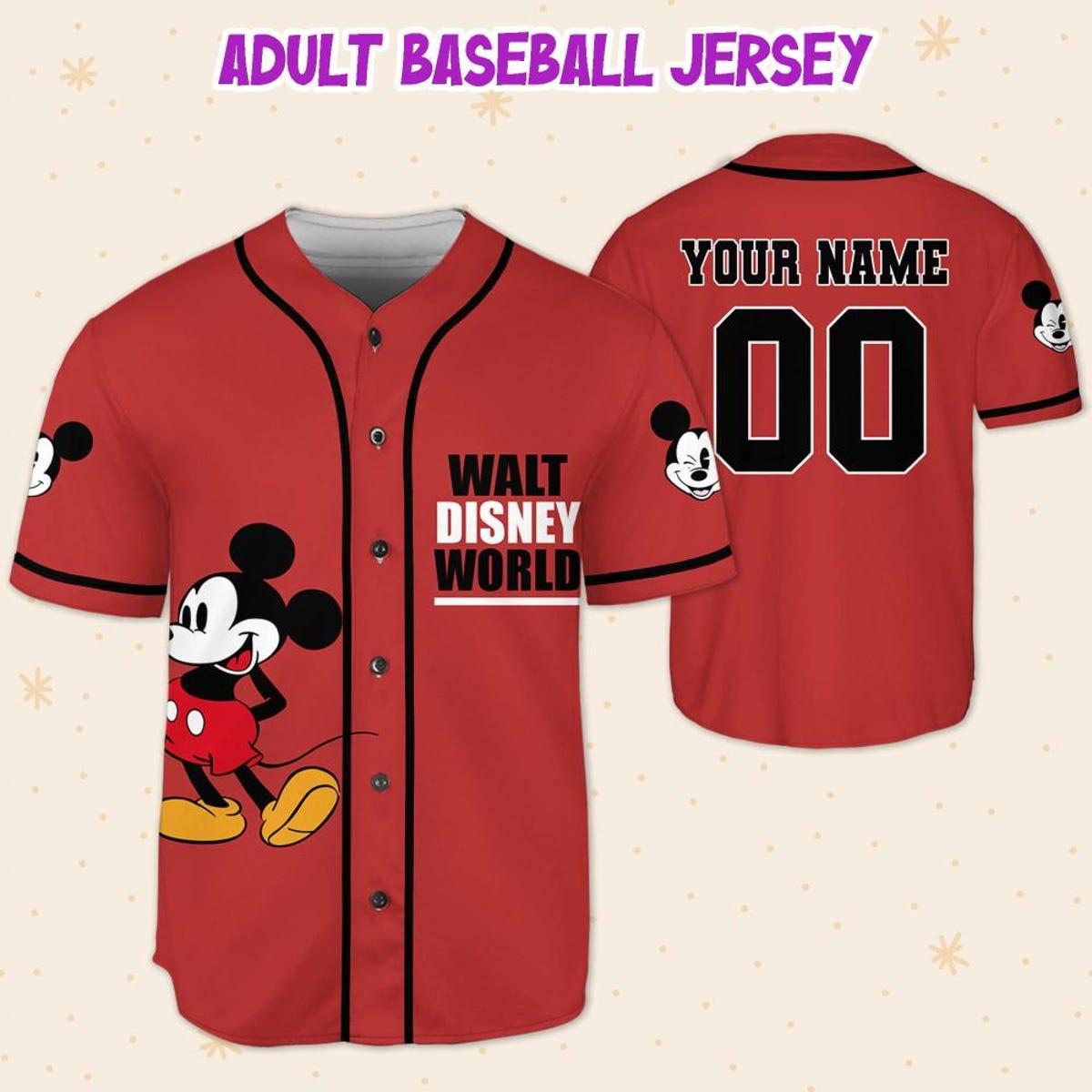 Personalize Walt Disney World Red Custom Baseball Jersey 5