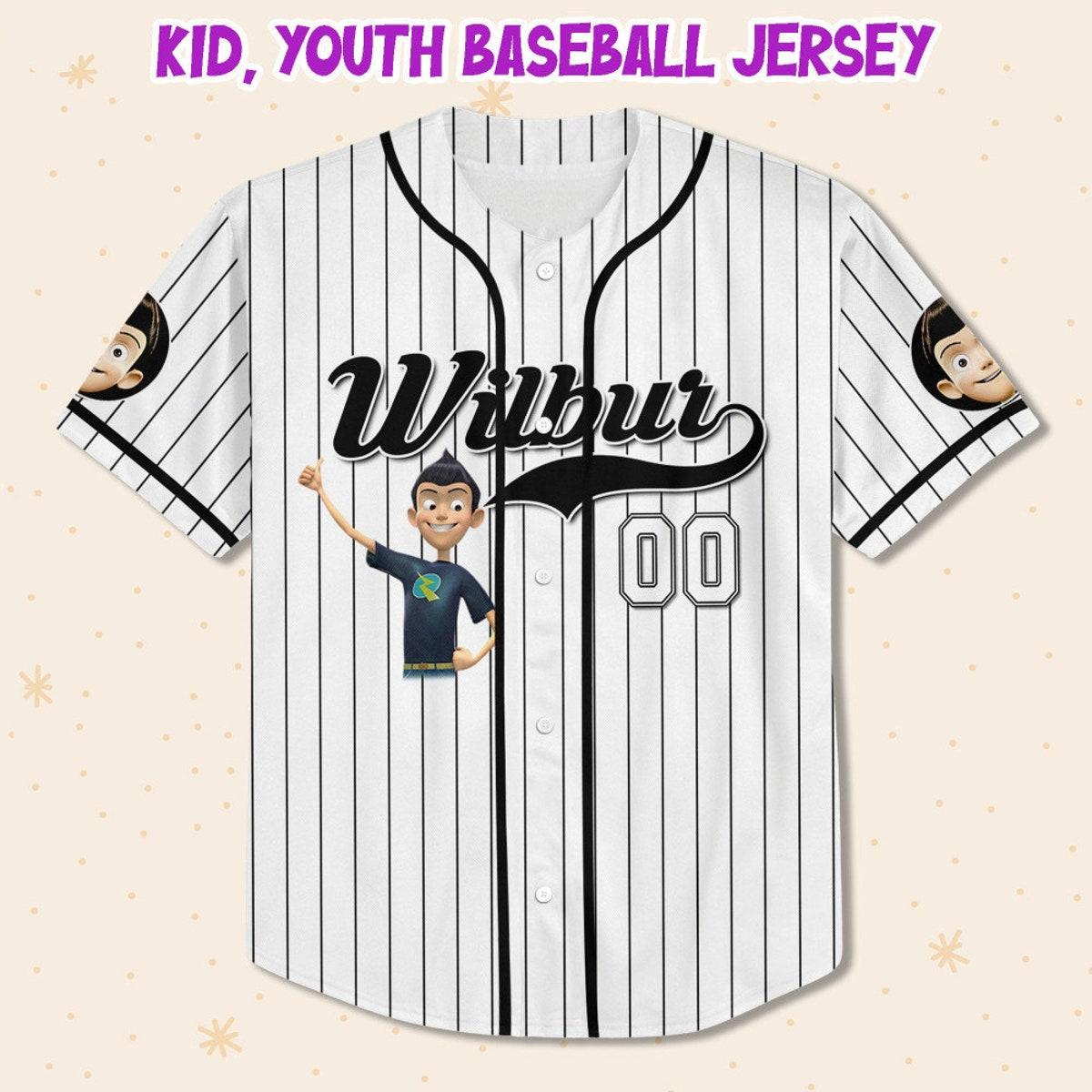 Personalize Wilbur Robinson Black White Meet The Robinsons Baseball Jersey 2