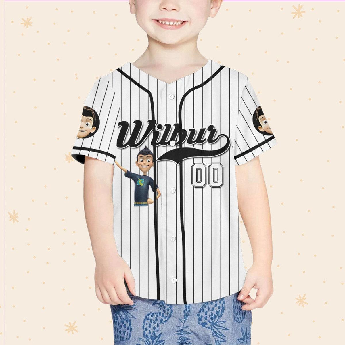 Personalize Wilbur Robinson Black White Meet The Robinsons Baseball Jersey 4