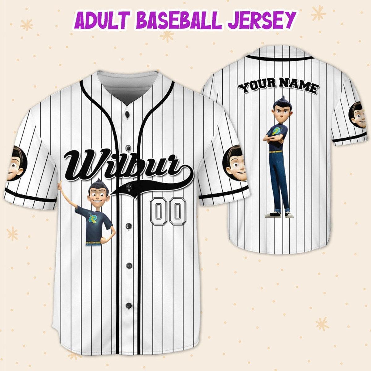 Personalize Wilbur Robinson Black White Meet The Robinsons Baseball Jersey 5