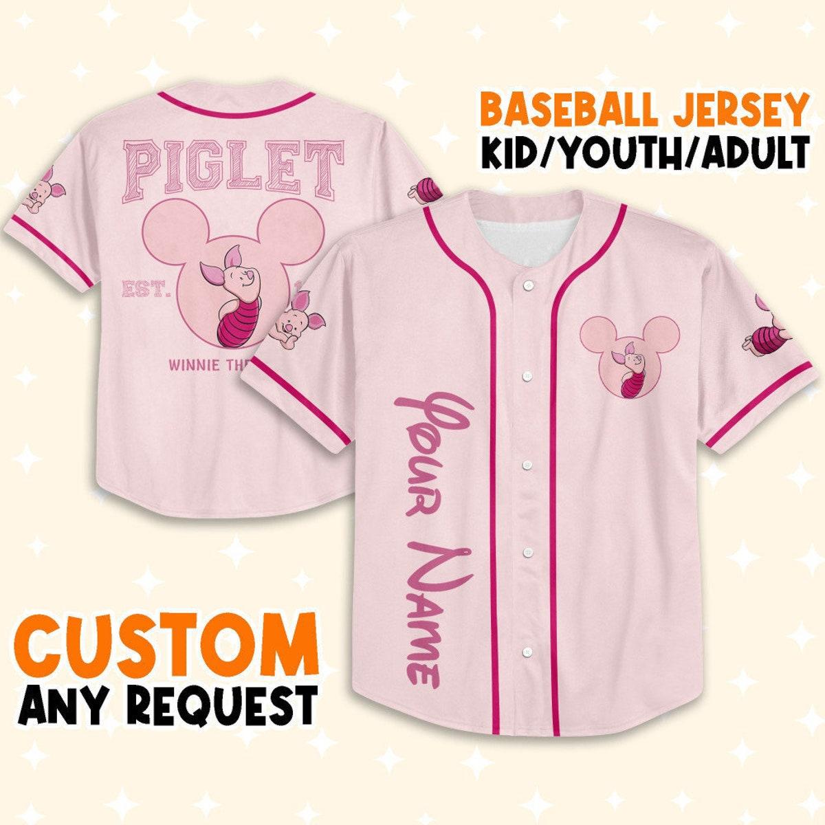 Personalize Winnie The Pooh Piglet Baseball Jersey 1