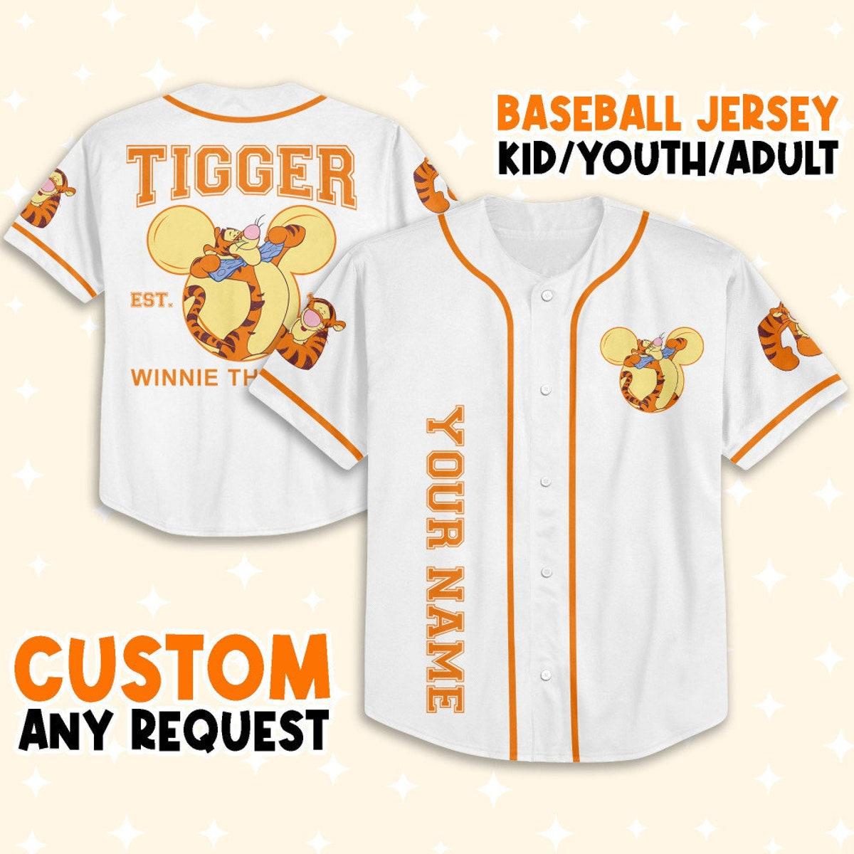 Personalize Winnie The Pooh Tigger Hundred Acre Woods Baseball Jersey 1