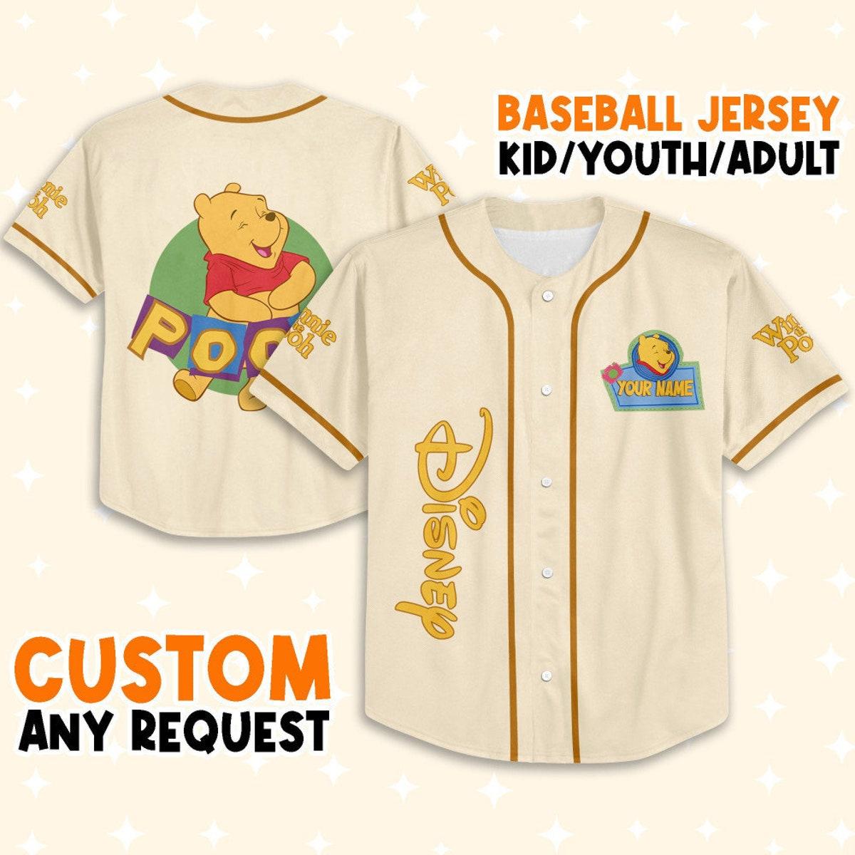 Personalize Winnie The Pooh Very Happy Baseball Jersey 1