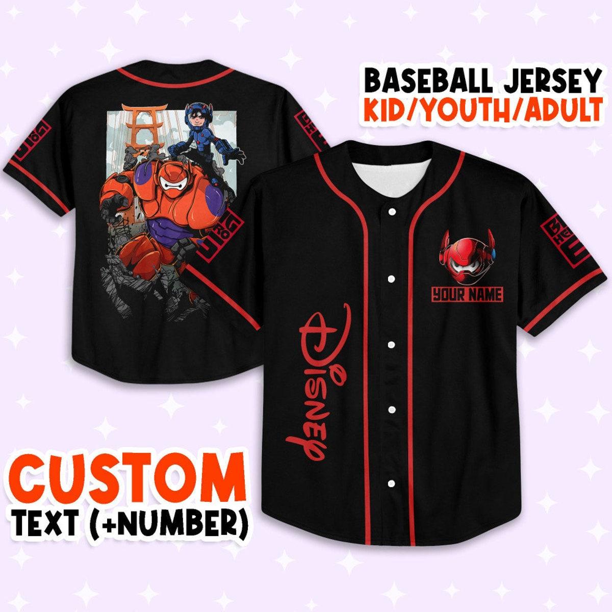 Personalized Disney Big Hero 6 Black Color Baseball Jersey 1