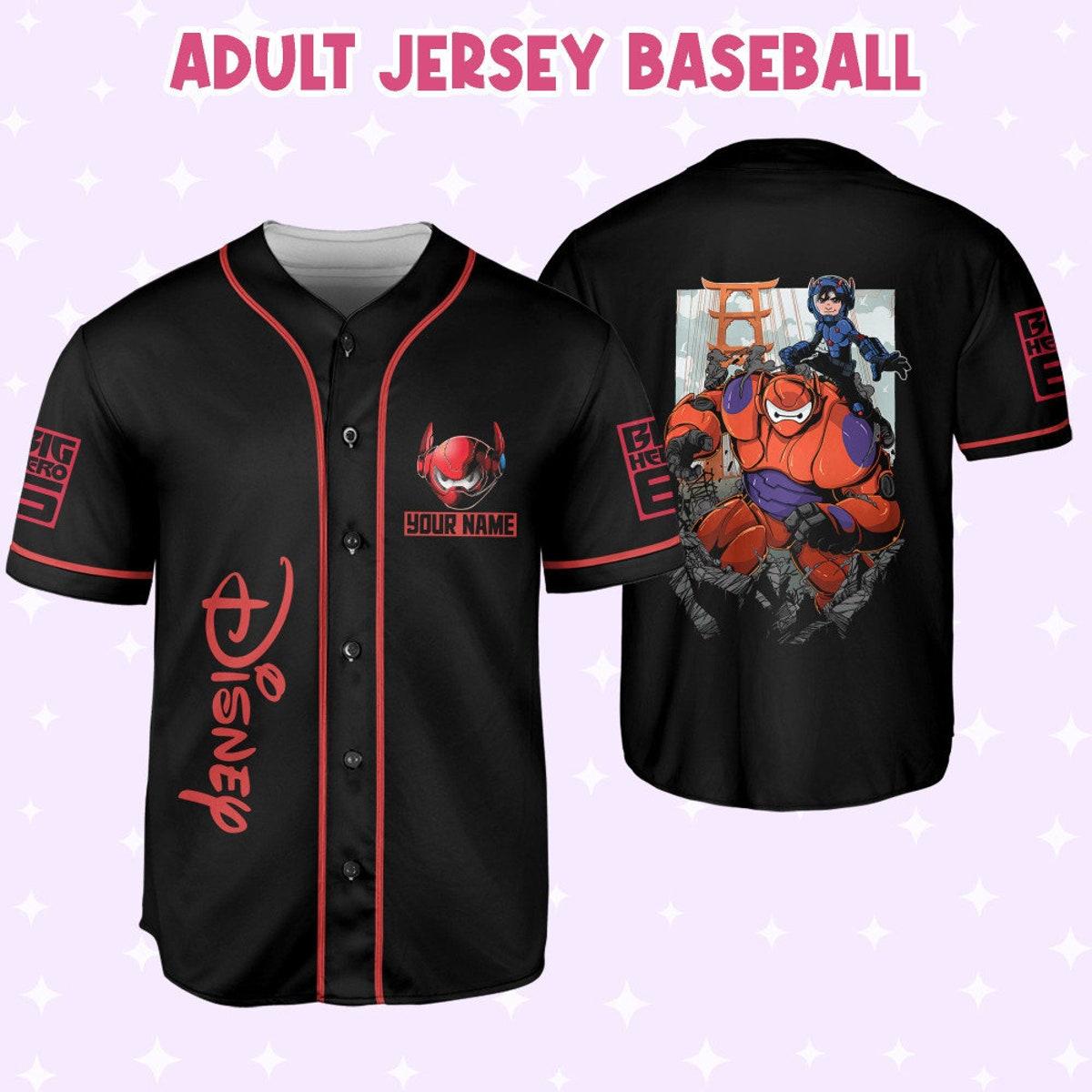 Personalized Disney Big Hero 6 Black Color Baseball Jersey 6