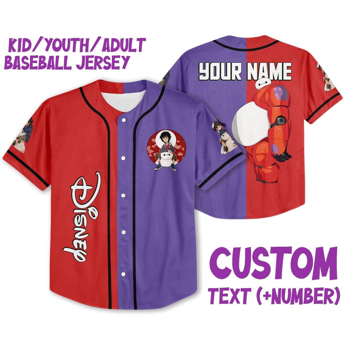 Personalized Disney Big Hero 6 Cute Baymax And Hiro Baseball Jersey 1