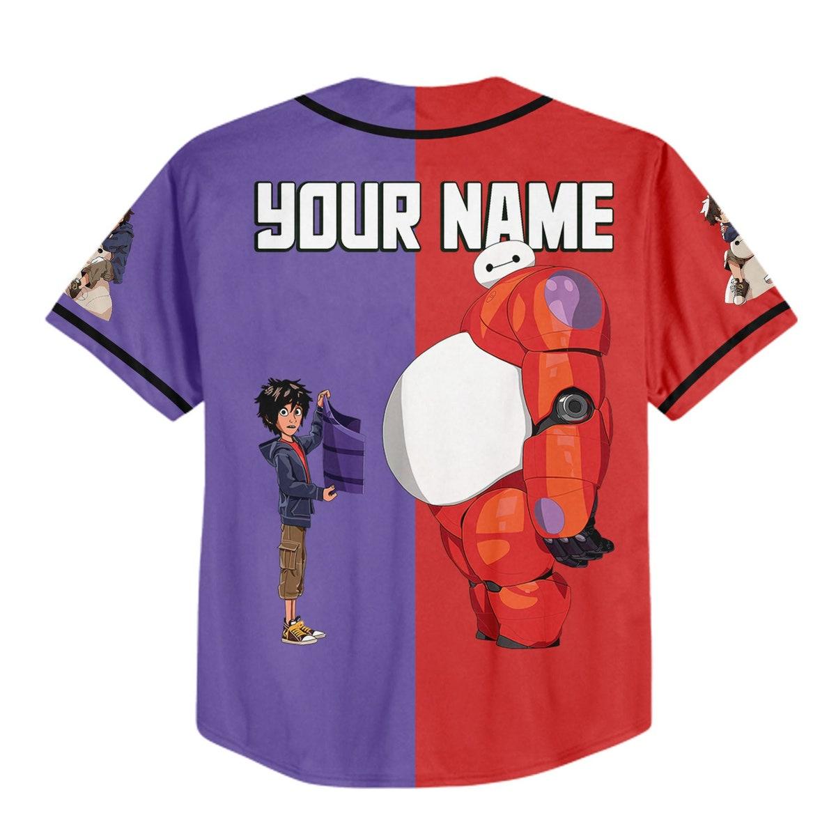 Personalized Disney Big Hero 6 Cute Baymax And Hiro Baseball Jersey 3