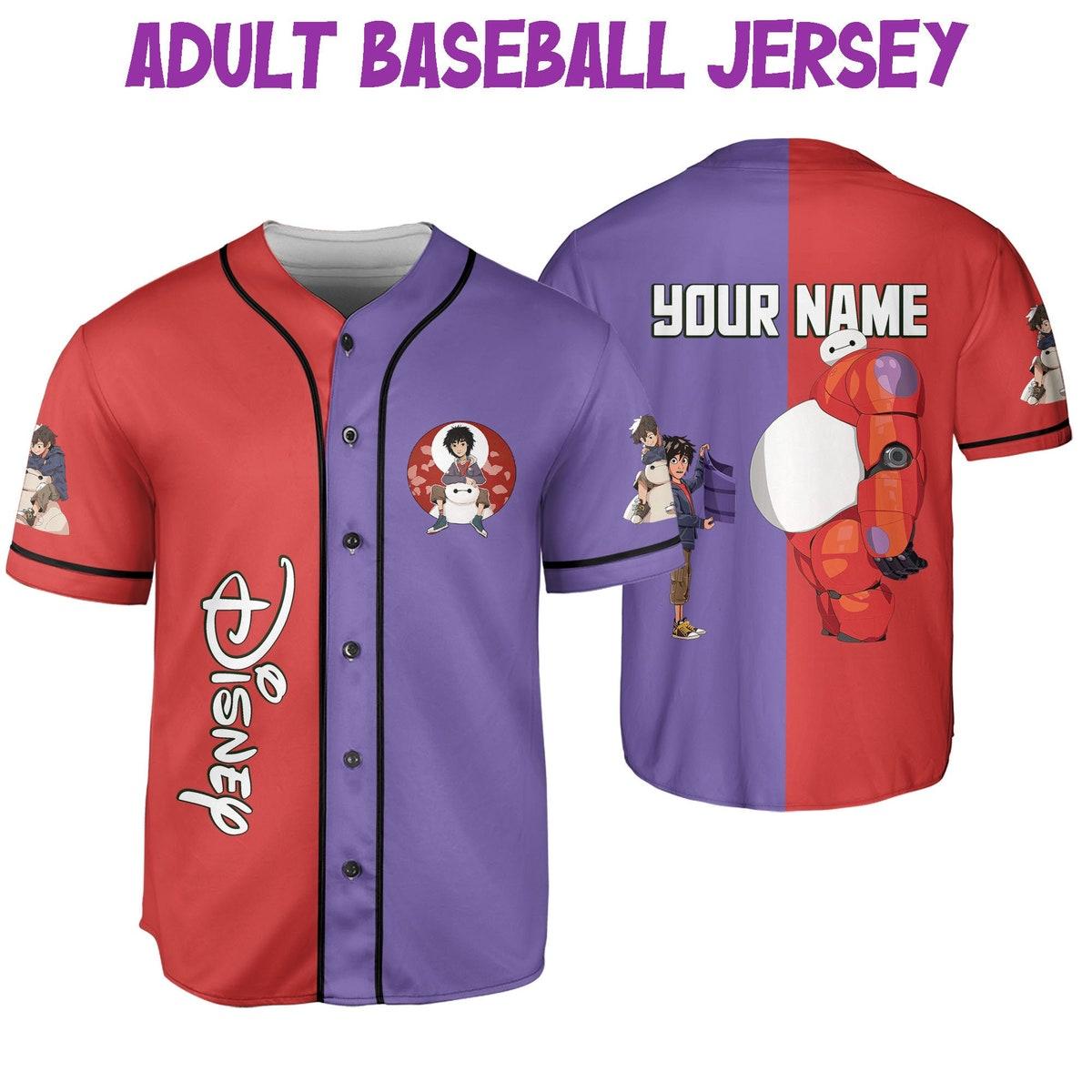 Personalized Disney Big Hero 6 Cute Baymax And Hiro Baseball Jersey 6