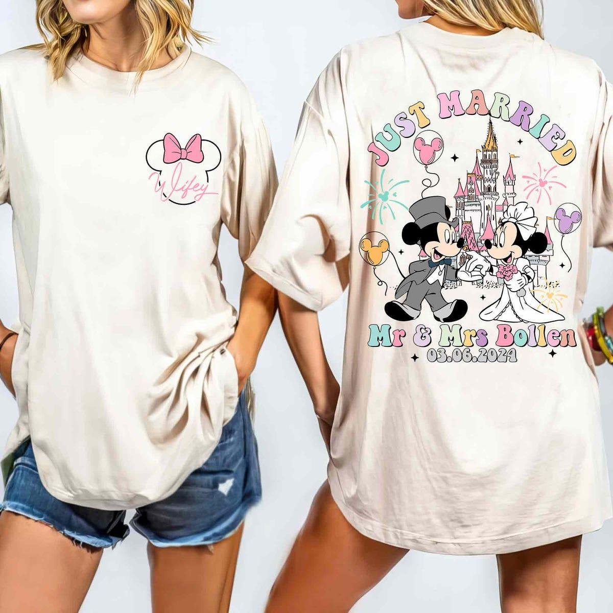 Personalized Disney Couple Mickey Minnie Groom Bride Shirt 1