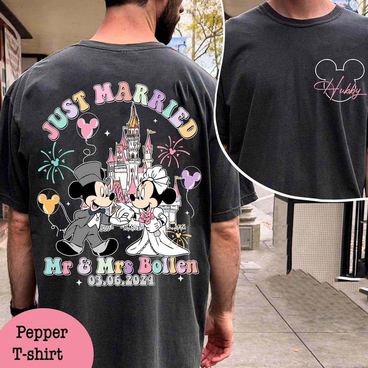 Personalized Disney Couple Mickey Minnie Groom Bride Shirt 2